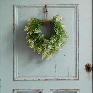 Mini Cascading Wreath, Neutral Everyday Greenery Wreath, Chair, Cabinet